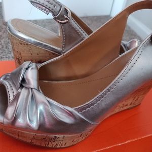 Silver wedge heels